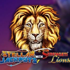 Stellar Jackpots with Serengeti Lions online game logo by Lightning Box Game on ninlay-hu.com